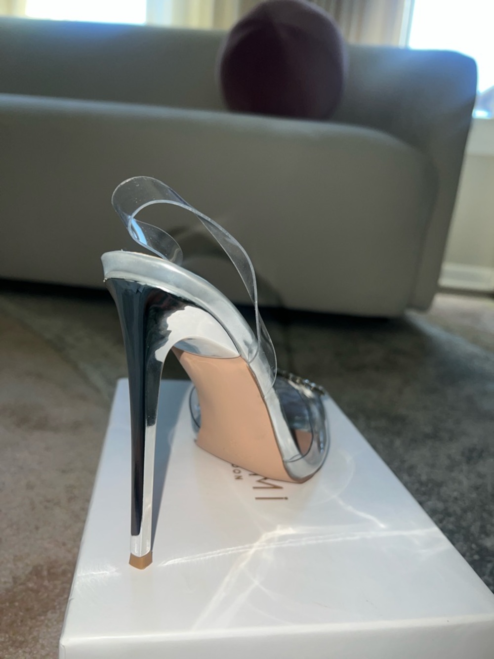 Clear PVC Pointed-Toe Heels with Crystal Buckle - Picture 3 of 9